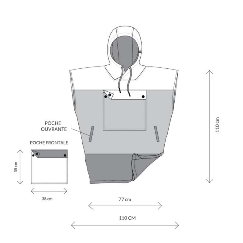 All-In V Poncho Beach Crew in 90ies Size S-XL-3
